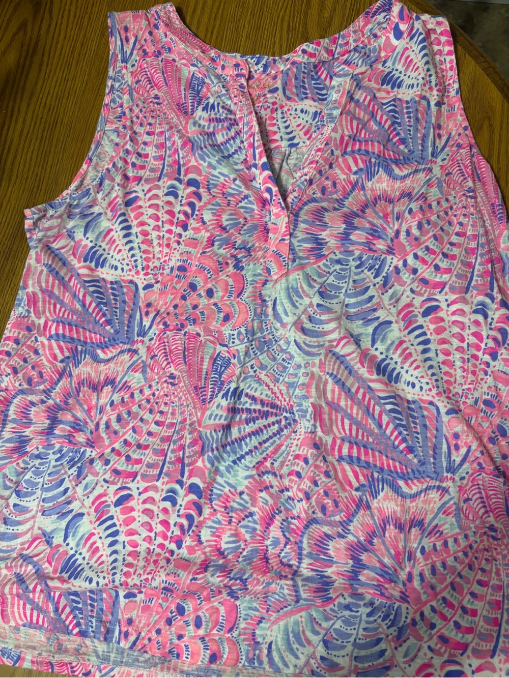 Lilly Pulitzer Pink, Blue & White Shell-Print Sleeveless Top